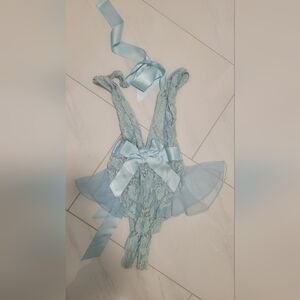 EUC Yandy Baby Blue Lingerie with Ribbon and Open Crotch (OS)